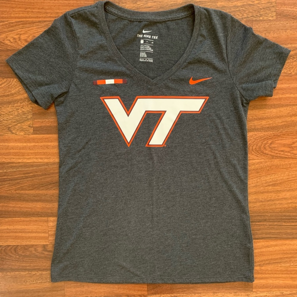 The Nike Tee Athletic Cut Virginia Tech V neck Tshirt Size S women’s